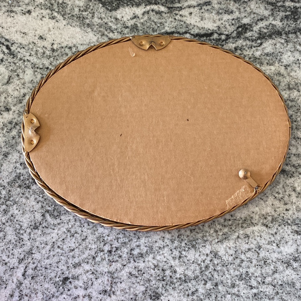 Vintage Oval Braided Frame Vanity Mirror - Gold Tone! - Picture 3 of 4